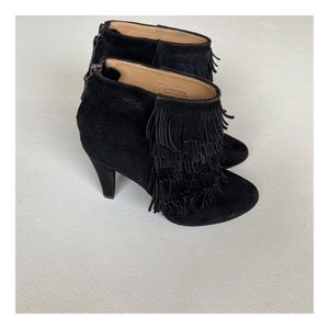 Black fringe booties